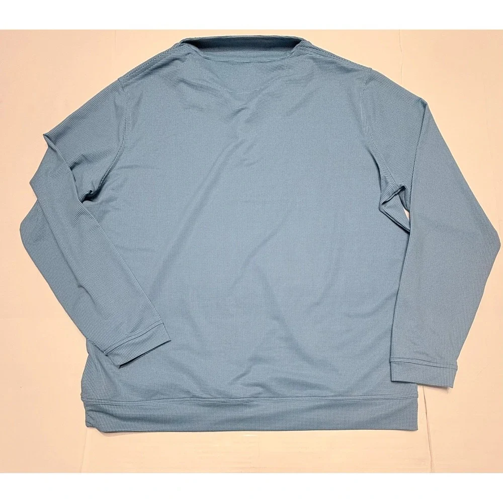 Masters By Peter Millar Mens XL Blue Micro Houndstooth Quarter Zip Golf Pullover